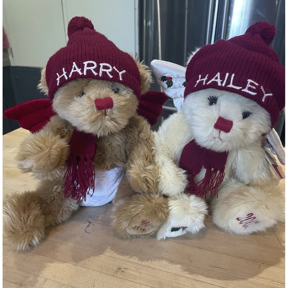 2003 Christmas Bears Harry & Hailey Peace On Earth Twin Angels 12" Moveable Arms